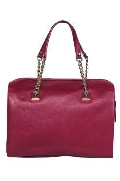 Kate Spade - Red Pebbled Leather Carryall w/ Chain Handles