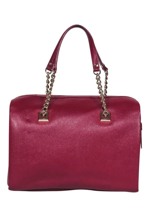 Kate Spade - Red Pebbled Leather Carryall w/ Chain Handles