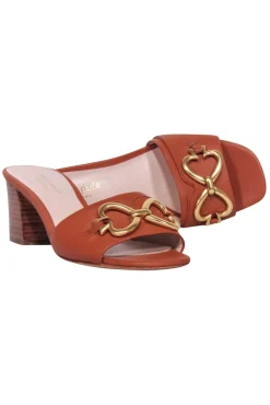 Kate Spade - Tan Leather Open Toe Mule Heels Sz 6.5