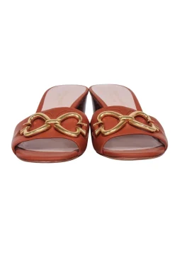 Kate Spade - Tan Leather Open Toe Mule Heels Sz 6.5