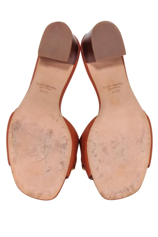Kate Spade - Tan Leather Open Toe Mule Heels Sz 6.5
