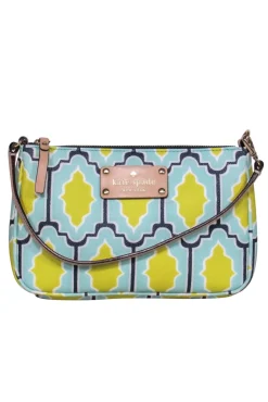 Kate Spade - Teal, Chartreuse & Navy Print Convertible Wristlet