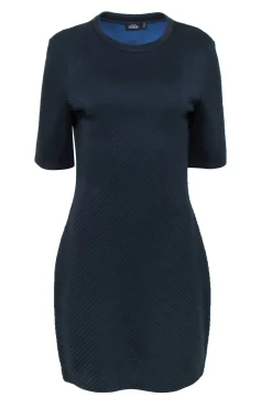 Kate Spade Saturday - Navy Textured Short Sleeve Sheath Dress Sz L