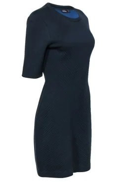 Kate Spade Saturday - Navy Textured Short Sleeve Sheath Dress Sz L