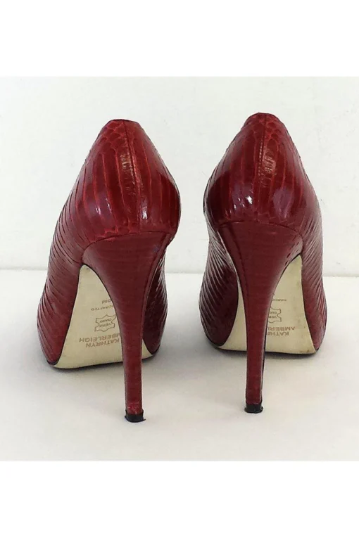 Kathryn Amberleigh - Red Snakeskin Heels Sz 10
