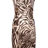 Kay Unger - Beige & Brown Printed Sheath Dress Sz 4