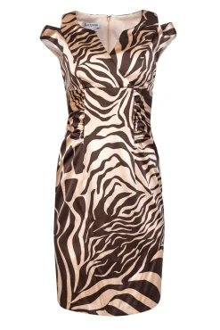 Kay Unger - Beige & Brown Printed Sheath Dress Sz 4