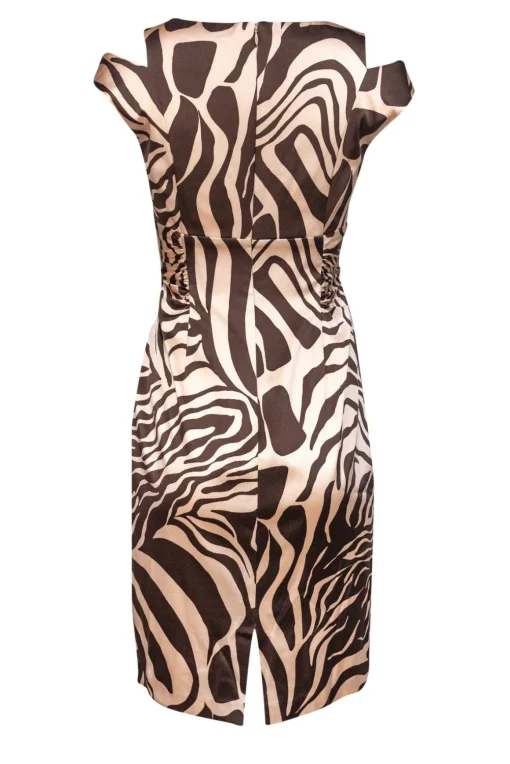 Kay Unger - Beige & Brown Printed Sheath Dress Sz 4