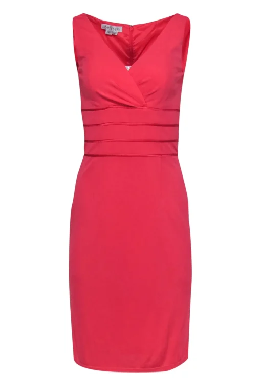 Kay Unger - Coral Sheath Midi Dress w/ Silk Trim Sz 8