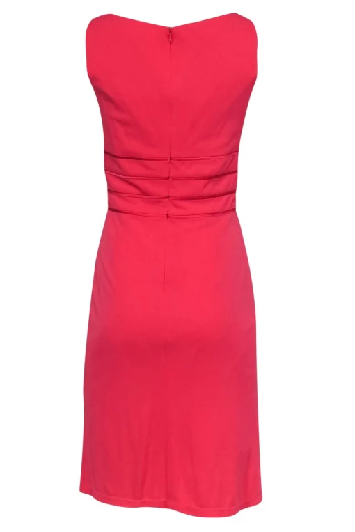 Kay Unger - Coral Sheath Midi Dress w/ Silk Trim Sz 8