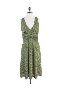 Kay Unger - Green Knit V Neck Sleeveless Dress Sz 10