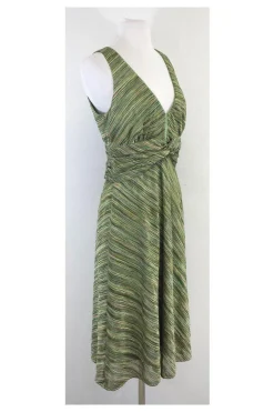 Kay Unger - Green Knit V Neck Sleeveless Dress Sz 10