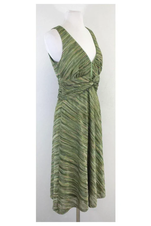 Kay Unger - Green Knit V Neck Sleeveless Dress Sz 10