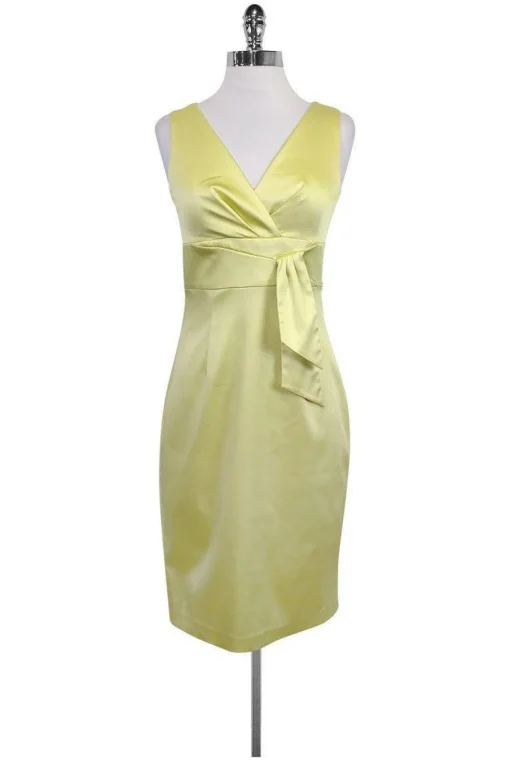 Kay Unger - Lime Green Satin Dress Sz 4
