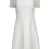 Kay Unger - White Lace Short Sleeve A-Line Dress Sz 4