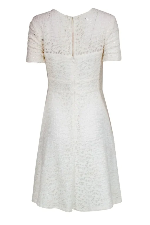 Kay Unger - White Lace Short Sleeve A-Line Dress Sz 4
