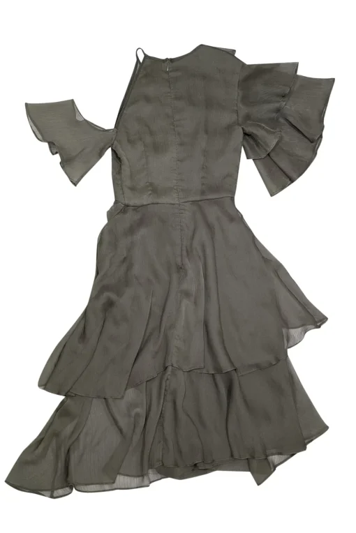 Keepsake - Green Textured Ruffle Cold Shoulder Dress Sz XS