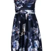 Keepsake - Navy Floral Off-the-Shoulder Confession Dress Sz M