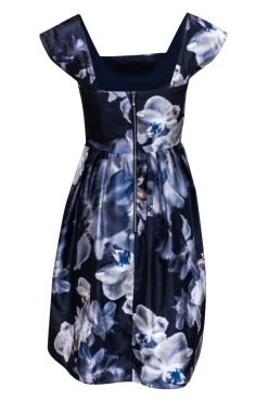 Keepsake - Navy Floral Off-the-Shoulder Confession Dress Sz M