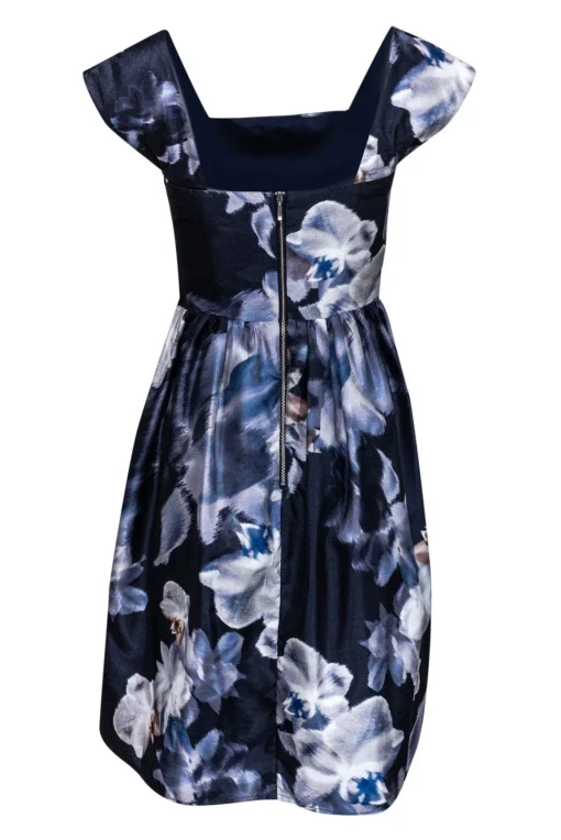 Keepsake - Navy Floral Off-the-Shoulder Confession Dress Sz M
