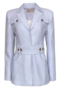 Keepsake - Pale Lilac Belted Textured Jacket w/ Tortoise Shell Buttons Sz 4