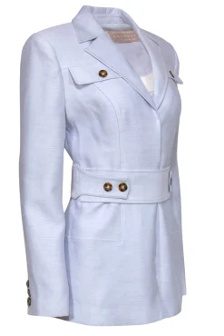 Keepsake - Pale Lilac Belted Textured Jacket w/ Tortoise Shell Buttons Sz 4