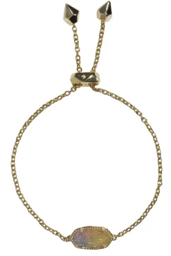 Kendra Scott - Gold Adjustable “Elaina” Chain Bracelet w/ Sparkly Iridescent Stone