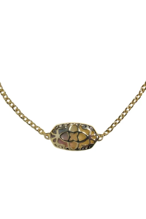 Kendra Scott - Gold Adjustable “Elaina” Chain Bracelet w/ Sparkly Iridescent Stone