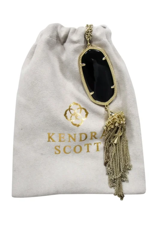 Kendra Scott - Gold Chain w/ Large Black Pendant & Tassels