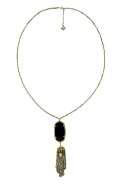Kendra Scott - Gold Chain w/ Large Black Pendant & Tassels