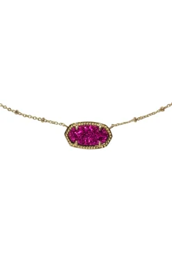 Kendra Scott - Gold Chain Necklace w/ Sparkly Magenta Stone