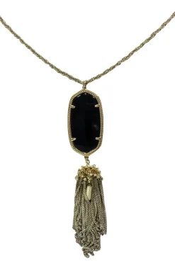 Kendra Scott - Gold Chain w/ Large Black Pendant & Tassels