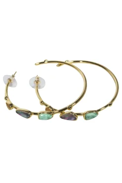 Kendra Scott - Gold Hoop Earrings w/ Multicolor Stones