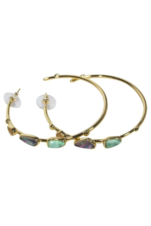 Kendra Scott - Gold Hoop Earrings w/ Multicolor Stones