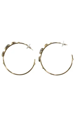 Kendra Scott - Gold Hoop Earrings w/ Multicolor Stones