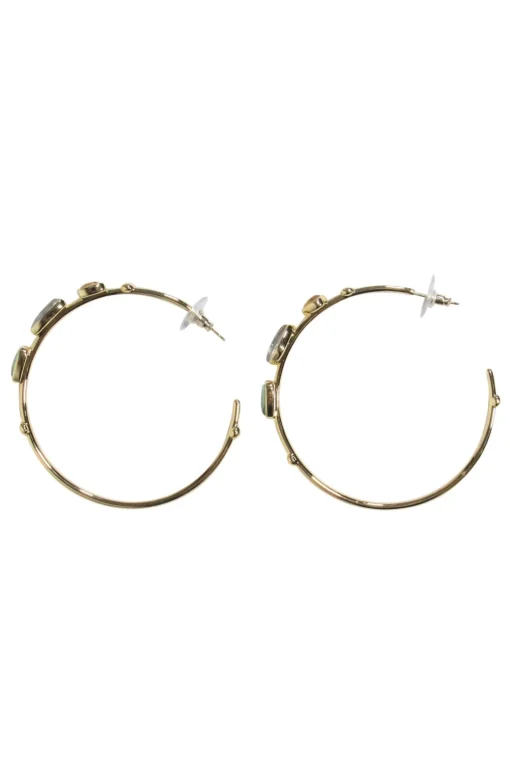 Kendra Scott - Gold Hoop Earrings w/ Multicolor Stones