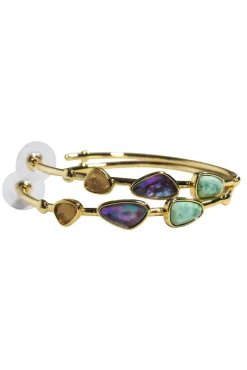 Kendra Scott - Gold Hoop Earrings w/ Multicolor Stones