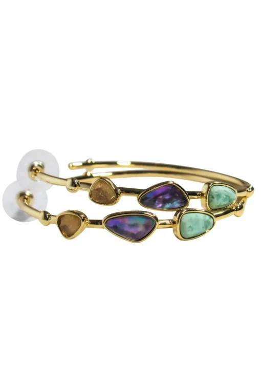 Kendra Scott - Gold Hoop Earrings w/ Multicolor Stones