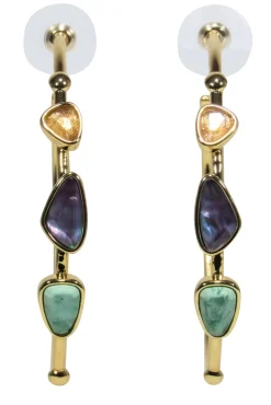 Kendra Scott - Gold Hoop Earrings w/ Multicolor Stones