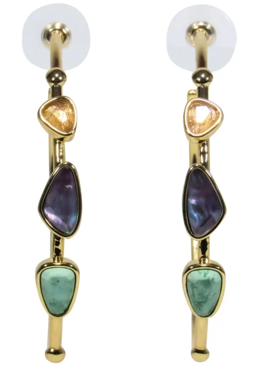Kendra Scott - Gold Hoop Earrings w/ Multicolor Stones