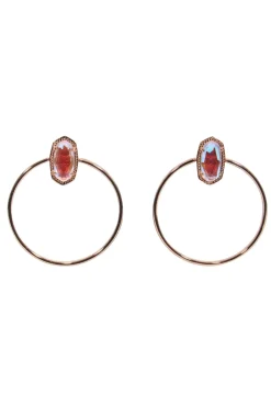 Kendra Scott - Rose Gold Stud Hoop Earrings w/ Iridescent Stones