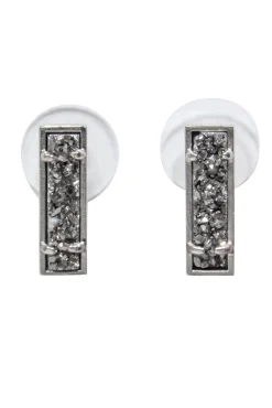 Kendra Scott - Silver & Gunmetal Rectangular Stud Earrings