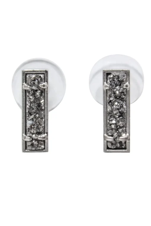 Kendra Scott - Silver & Gunmetal Rectangular Stud Earrings