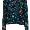 Kenzo - Blue & Green Sweater w/ Metallic Leaves Sz S