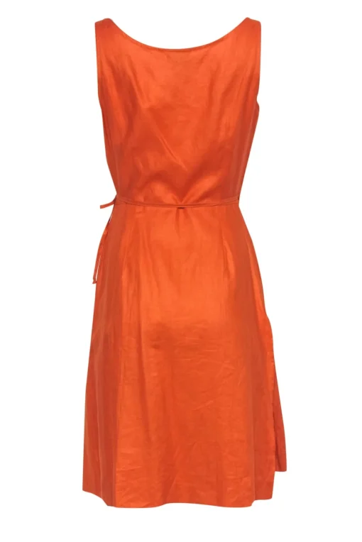 Kenzo - Orange Wrap Dress w/ Floral Embroidery Detail Sz 6