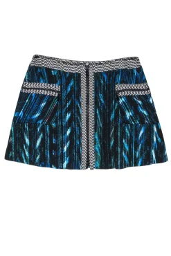 Kenzo - Teal Front Zip Mini Skirt w/ Contrast Trim Sz M