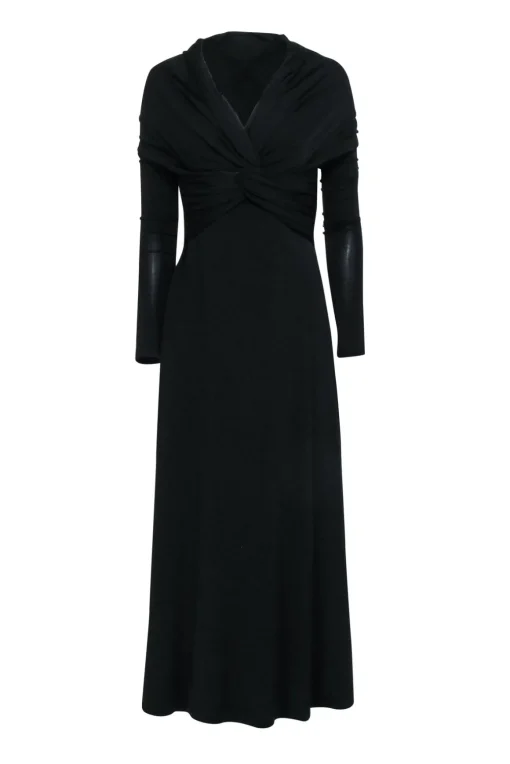 Khaite - Black Long Sleeve Mid Maxi Dress Sz M
