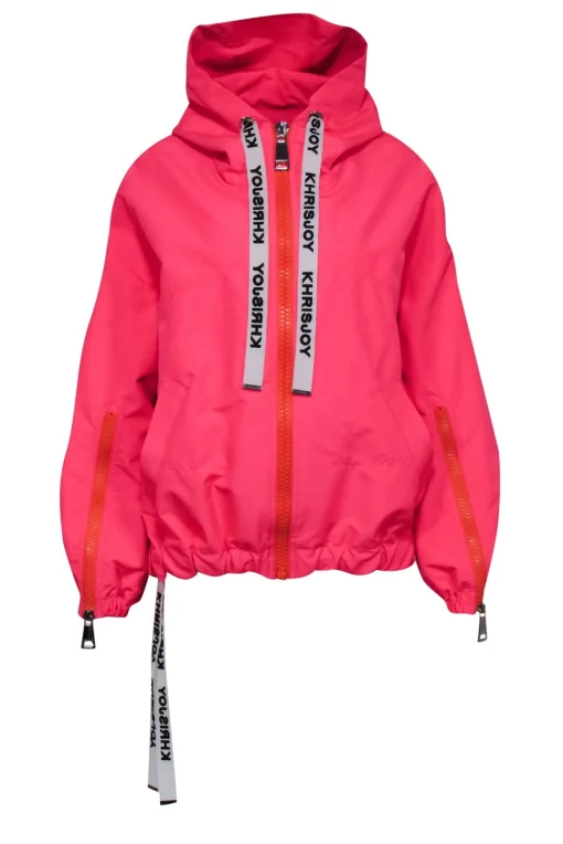Khrisjoy - Neon Pink & Orange Zipper Front Hooded Jacket Sz 0