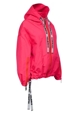 Khrisjoy - Neon Pink & Orange Zipper Front Hooded Jacket Sz 0