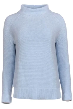 Kinross - Baby Blue Cotton Knit Mockneck Turtleneck Sweater Sz XS